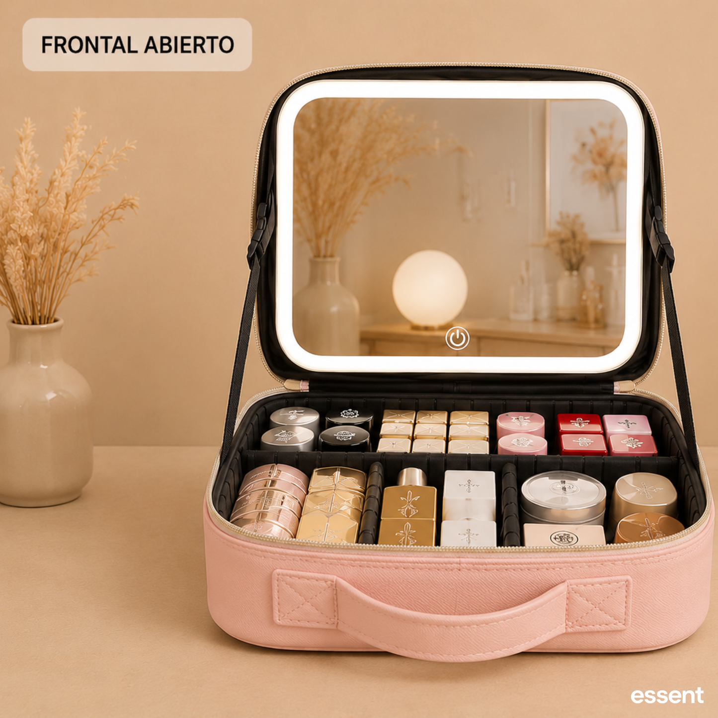 Cosmetiquero de maquillaje con espejo