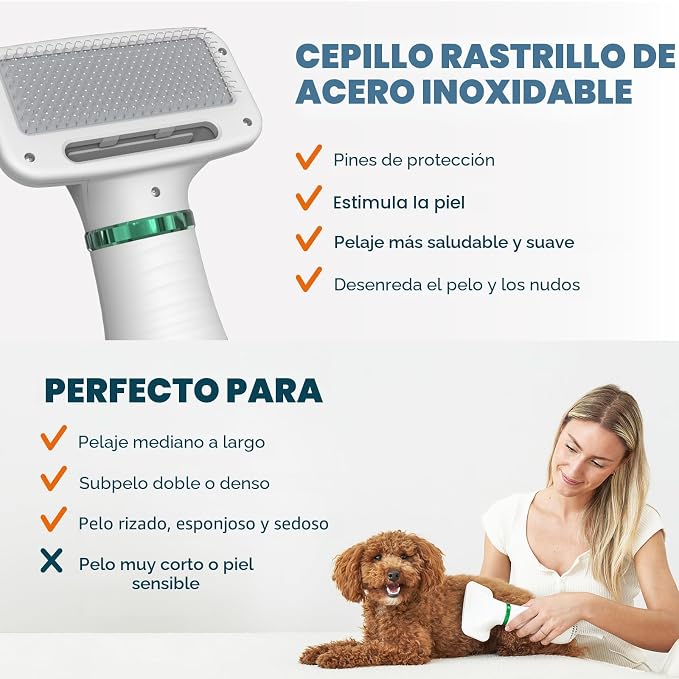 Cepillo Y Secador De Mascotas 2 En 1